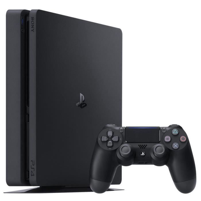 Console PS4 Slim 1To Noire/Jet Black + 2ème Manette DualShock Noire - PlayStation Officiel