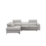 Canapé d'angle gauche 5 places EDISON - Cuir de vachette Beige - L 275 x P 231 x H 95 cm