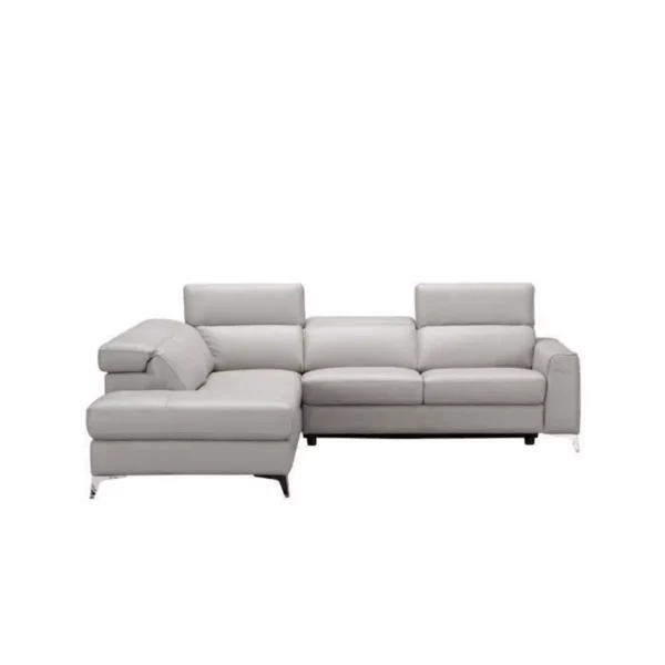 Canapé d'angle gauche 5 places EDISON - Cuir de vachette Beige - L 275 x P 231 x H 95 cm